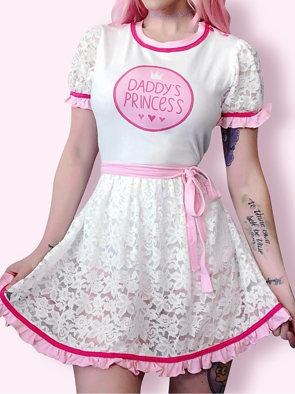 LittleForBig Daddy’s Princess Lace Romper Dress S NWT Kawaii Pastel Coquette